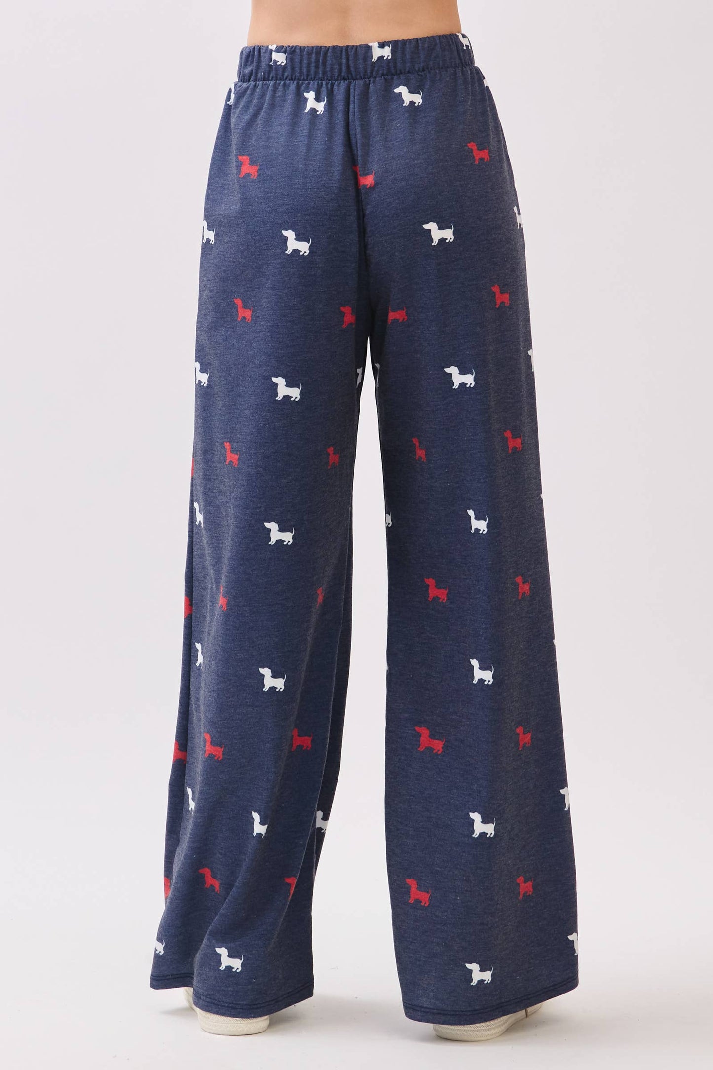 Patriotic Dog Print Wide-Leg Lounge Pants