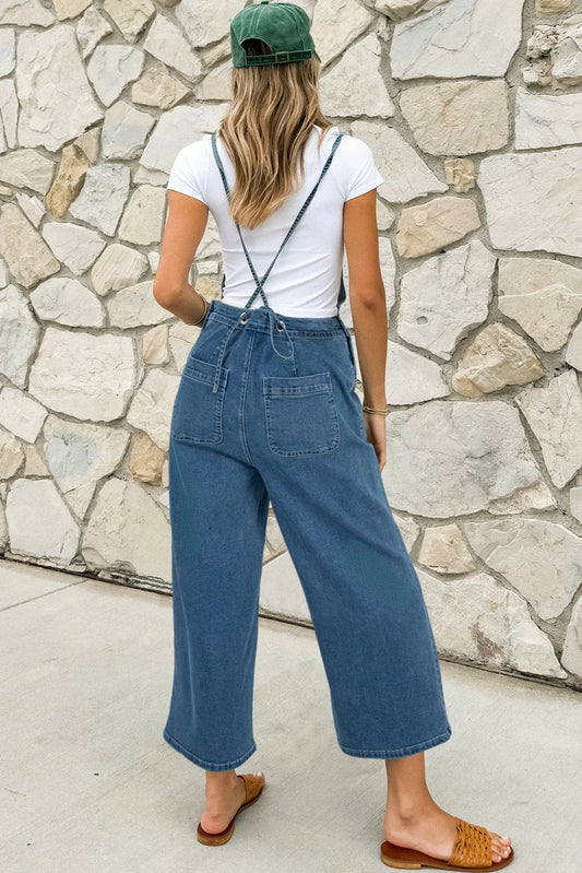 Wide Leg Denim Overalls