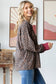 Rib Animal Print Drop Shoulder V-Seam Top