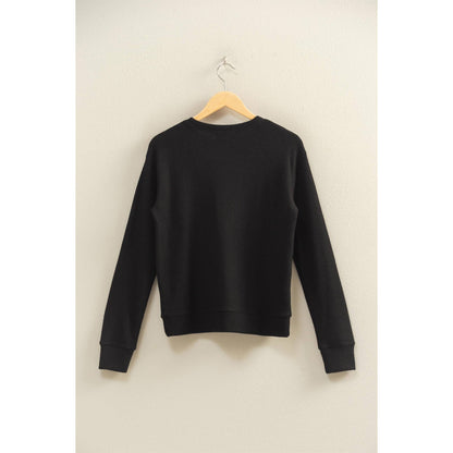 Brushed Waffle Knit Long Sleeve Top