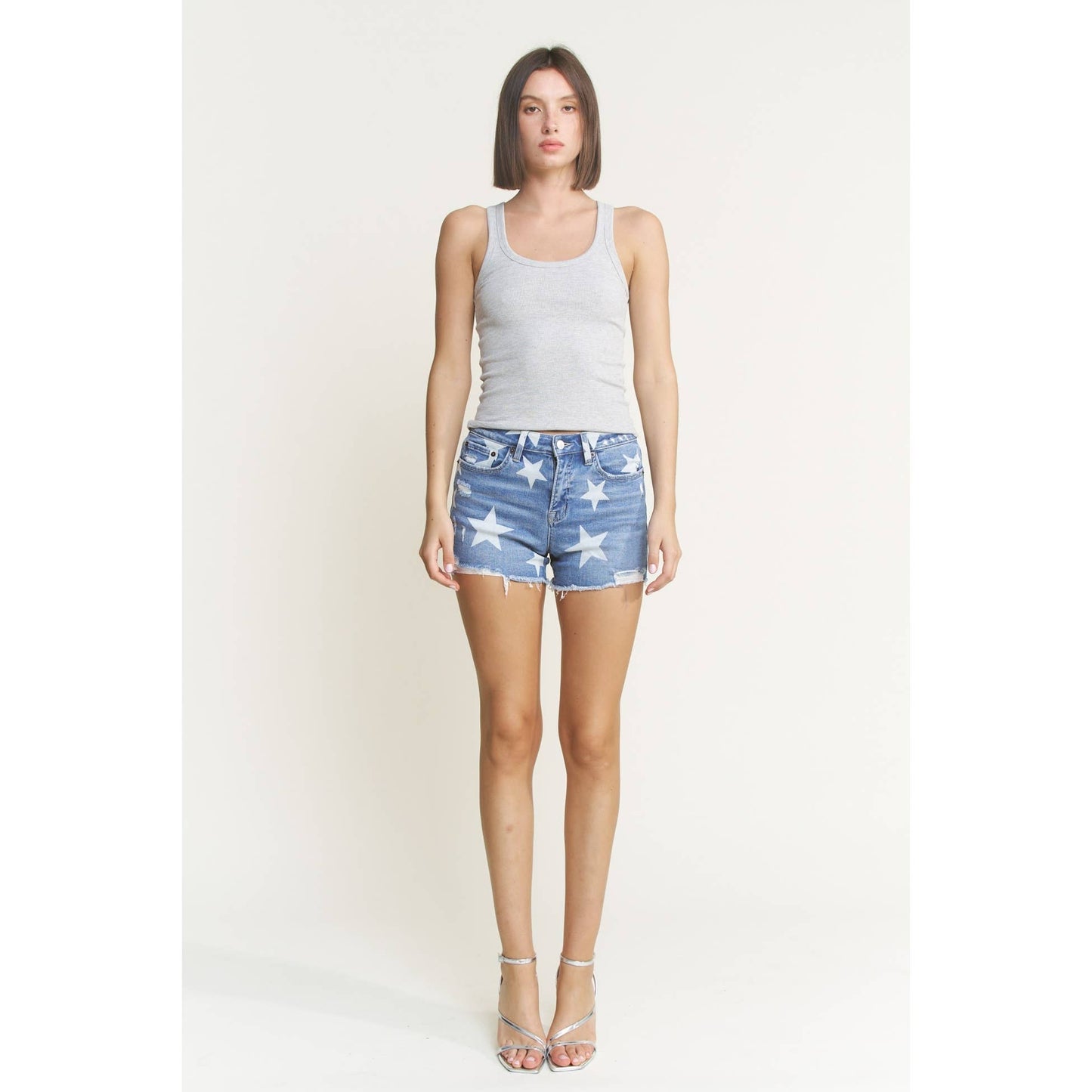 Starry High Rise Denim Shorts