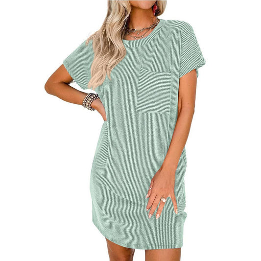 Casual Ribbed T-Shirt Dress