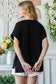 Black Solid Rib Drop Shoulder Side Slit Short Sleeve Top