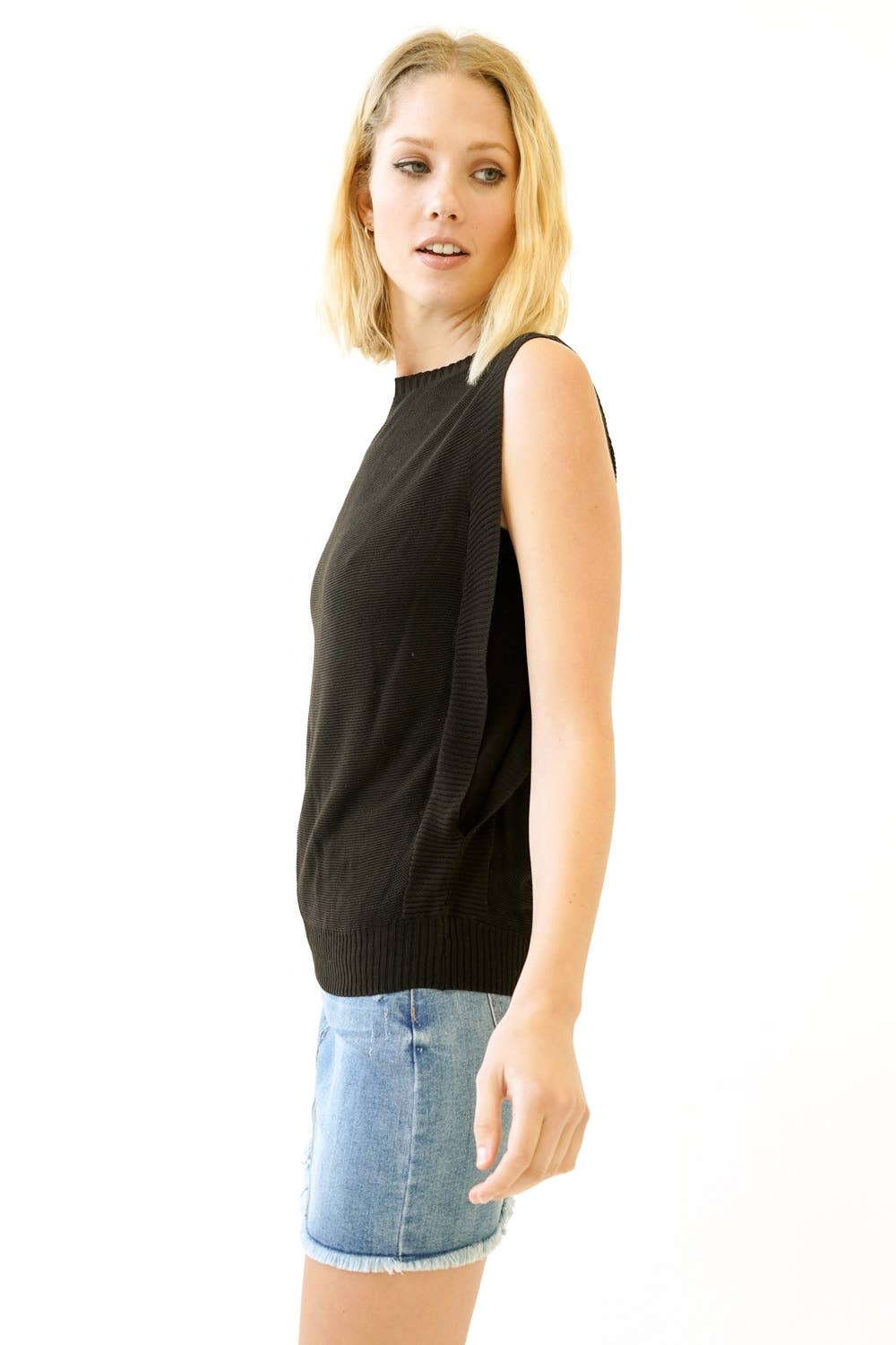 Black Sleeveless Sweater