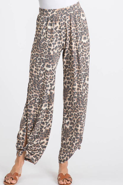 Leopard Print Split Side Pants