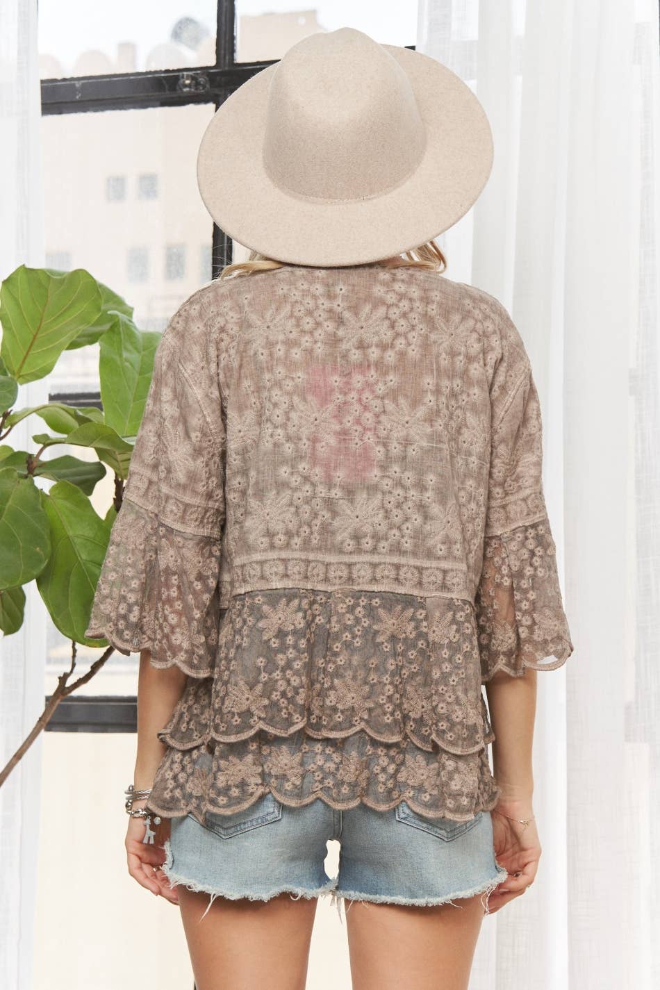 3/4 Bell Sleeve Lace Blouse