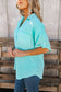 Half Sleeve Collared Button Down Top
