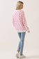 Checkered Print Drop Shoulder Pullover – Pink & White
