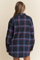 Ruched Pocket Plaid Button-Down Shirt with Ribbon Detail