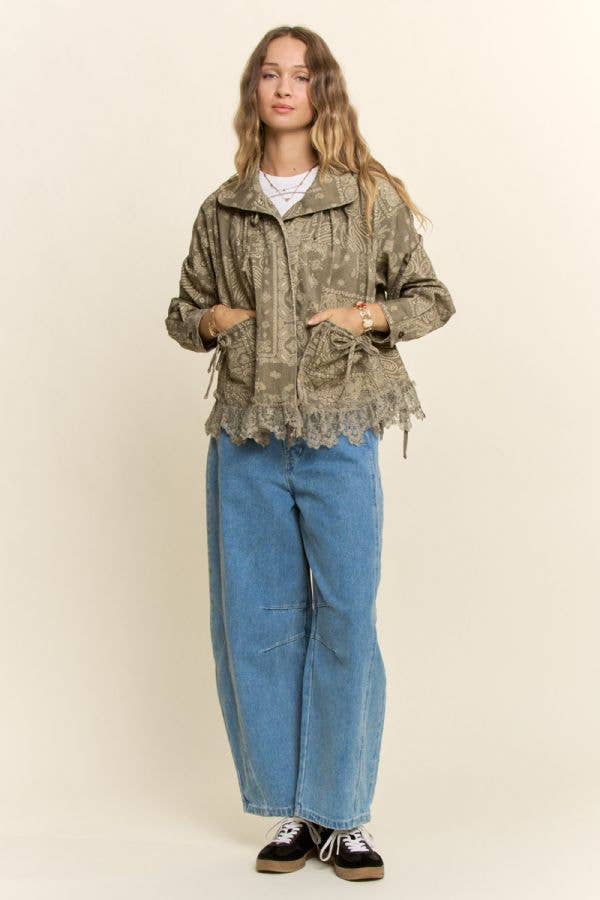 Paisley Bandana Lace Trim Jacket