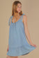 Mineral Washed Shoulder Tie Mini Dress