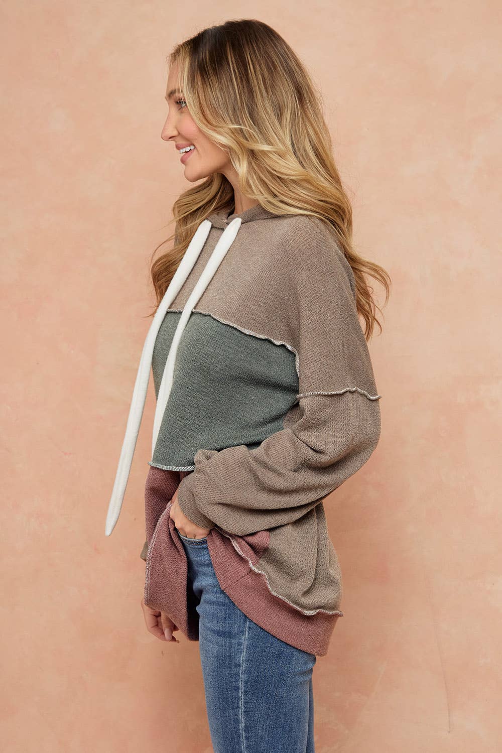 Ribbed Colorblock Hoodie