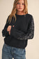 Pullover Sweater with Floral Embroidered Sleeves