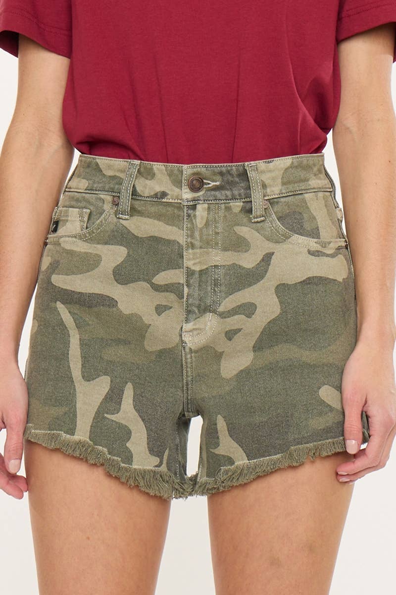 KanCan High Rise Camo Print Stretch Shorts