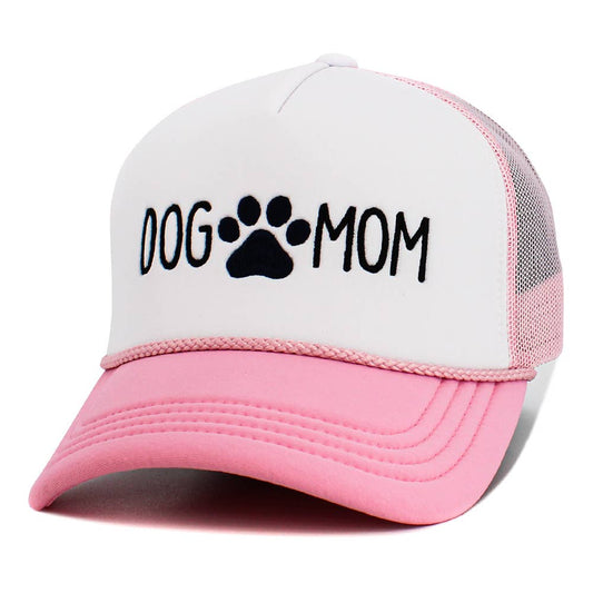Dog Mom Embroidered Mesh Back Trucker Hat