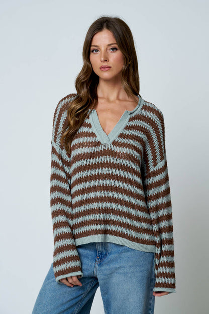 Blue Ridge Stripe Sheer Knit Sweater
