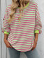 Pink & Green Striped Lightweight Sweatshirt