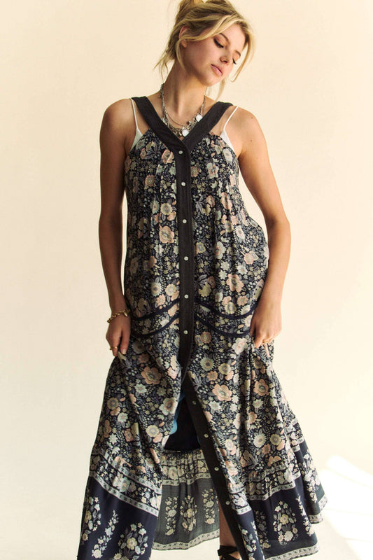 Mixed Floral Border Print Maxi Dress – Wear 3 Ways!