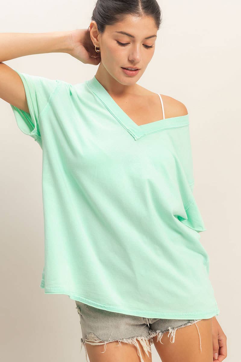 Easy Days Washed V-Neck Tee