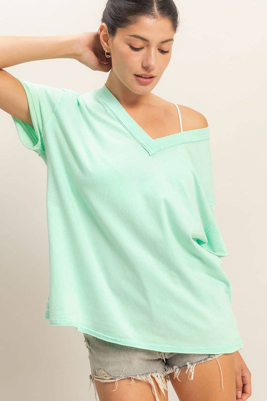 Easy Days Washed V-Neck Tee