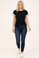 Scalloped Sleeve Contrast Trim Tee