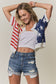 American Flag Button Front Knit Sweater Top