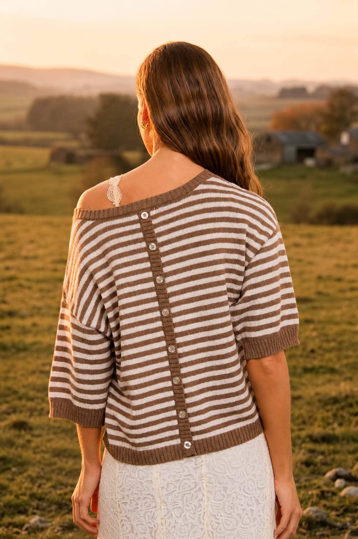 Striped Backstory Contrast Trim Sweater