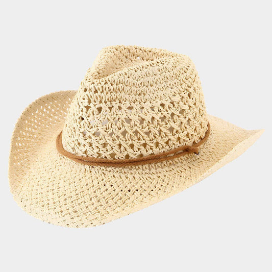 Open Weave Panama Cowboy Straw Hat