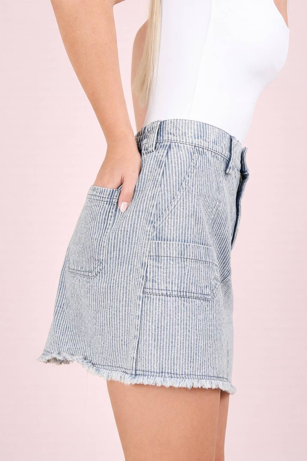 Denim Stripe Mini Skirt