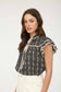 V-Neck Short Ruffle Layered Sleeve Woven Top