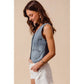 Vintage Washed Denim Button Front Vest Top
