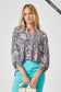 Curvy 3/4 Sleeve Paisley Wrinkle-Free Blouse