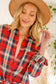 Red Plaid Collared Button Front Shirt ❤️