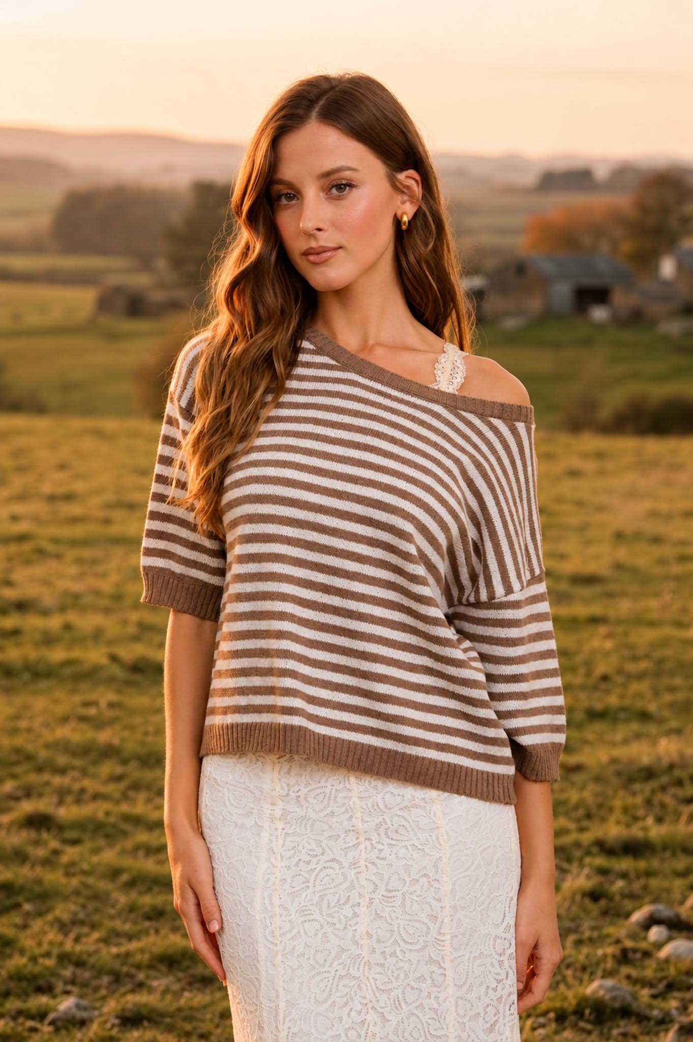 Striped Backstory Contrast Trim Sweater