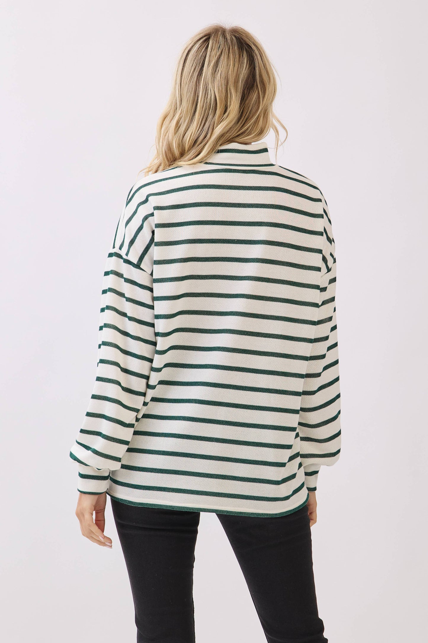 Striped Half-Zip Knit Pullover