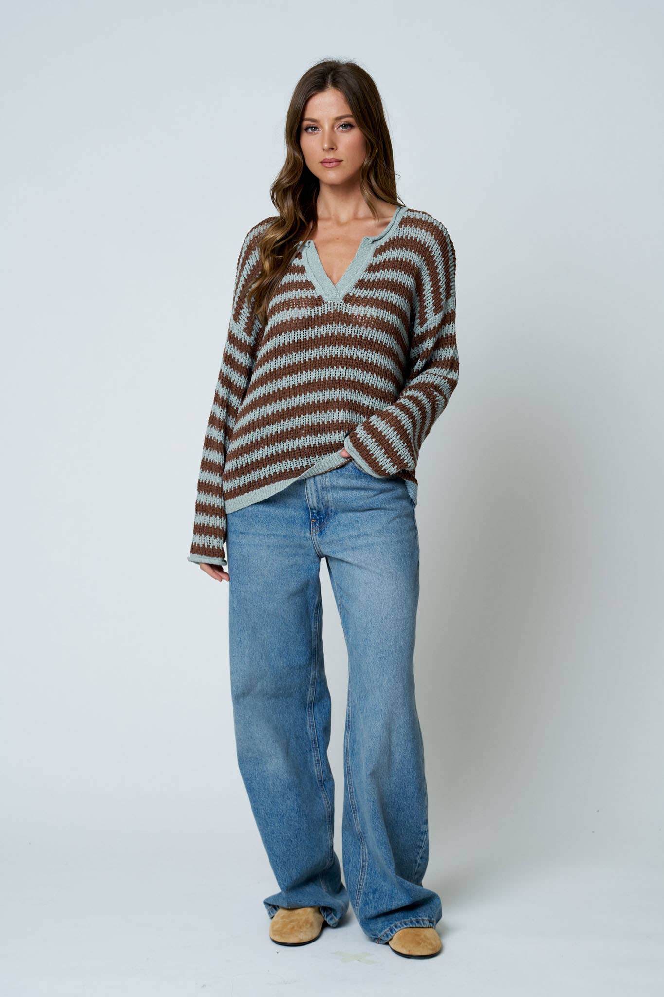 Blue Ridge Stripe Sheer Knit Sweater