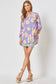 Lavender Floral  3/4 Sleeve Wrinkle-Free Top