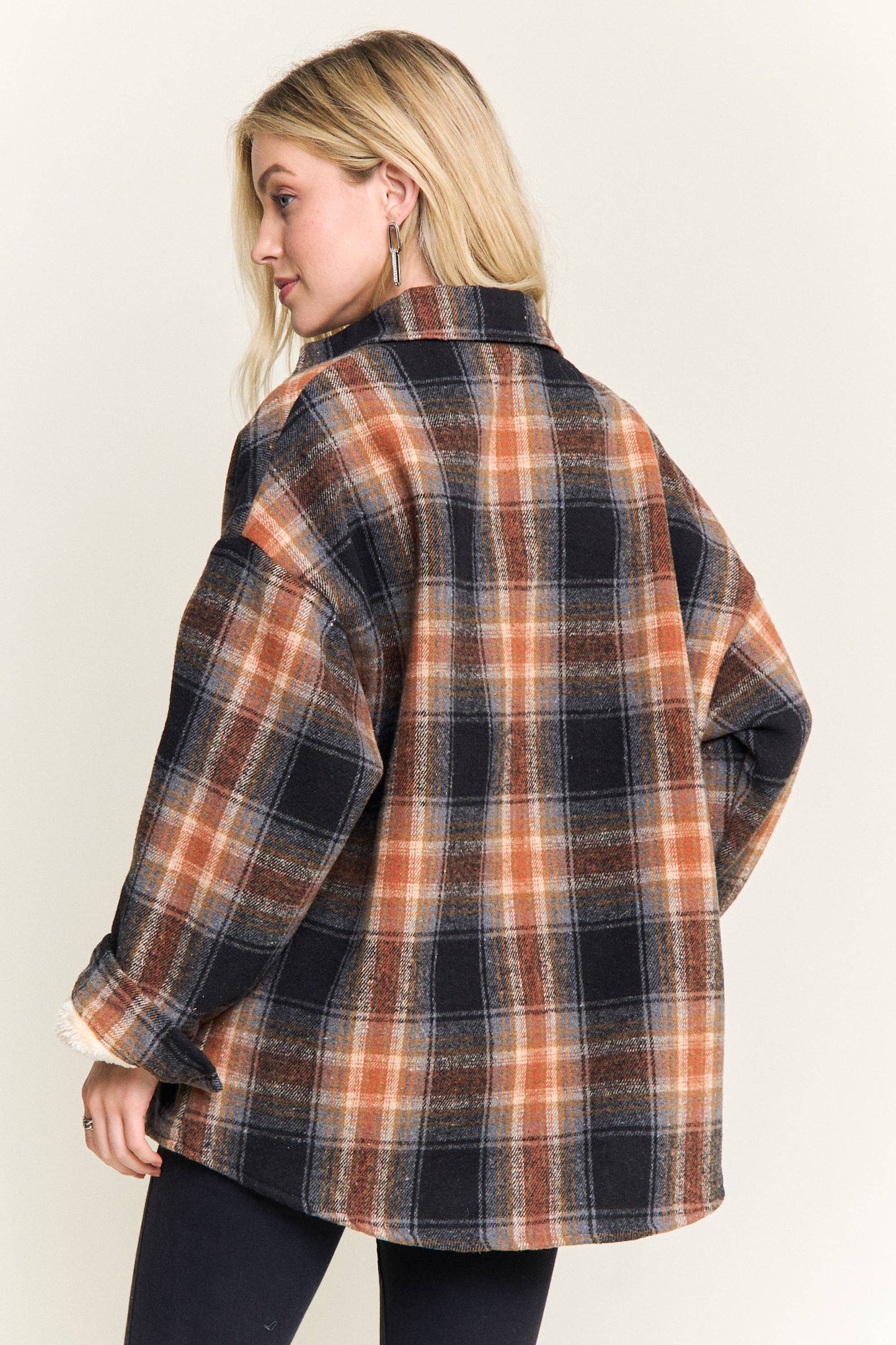 Plaid Sherpa-Lined Button Down Shacket