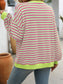Pink & Green Striped Lightweight Sweatshirt