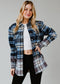 Navy, Tan & Light Blue Plaid Flannel – Bleached Dip Contrast