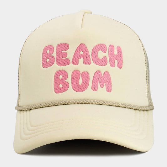 Beach Bum Embroidered Mesh Back Trucker Hat