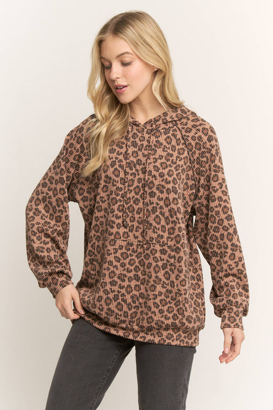 Leopard Print Light Knit Hoodie