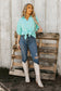 Half Sleeve Collared Button Down Top