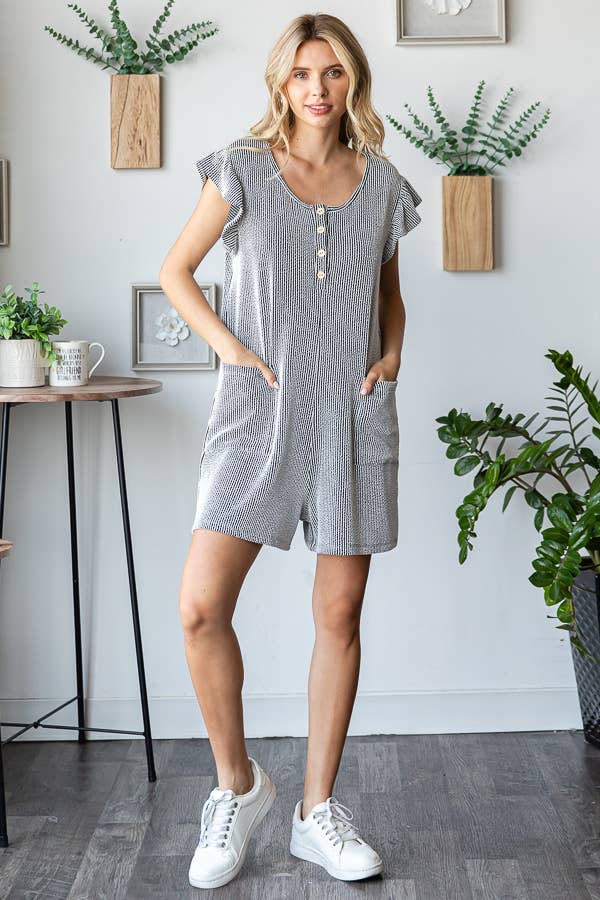 Ruffle Sleeved Short Romper