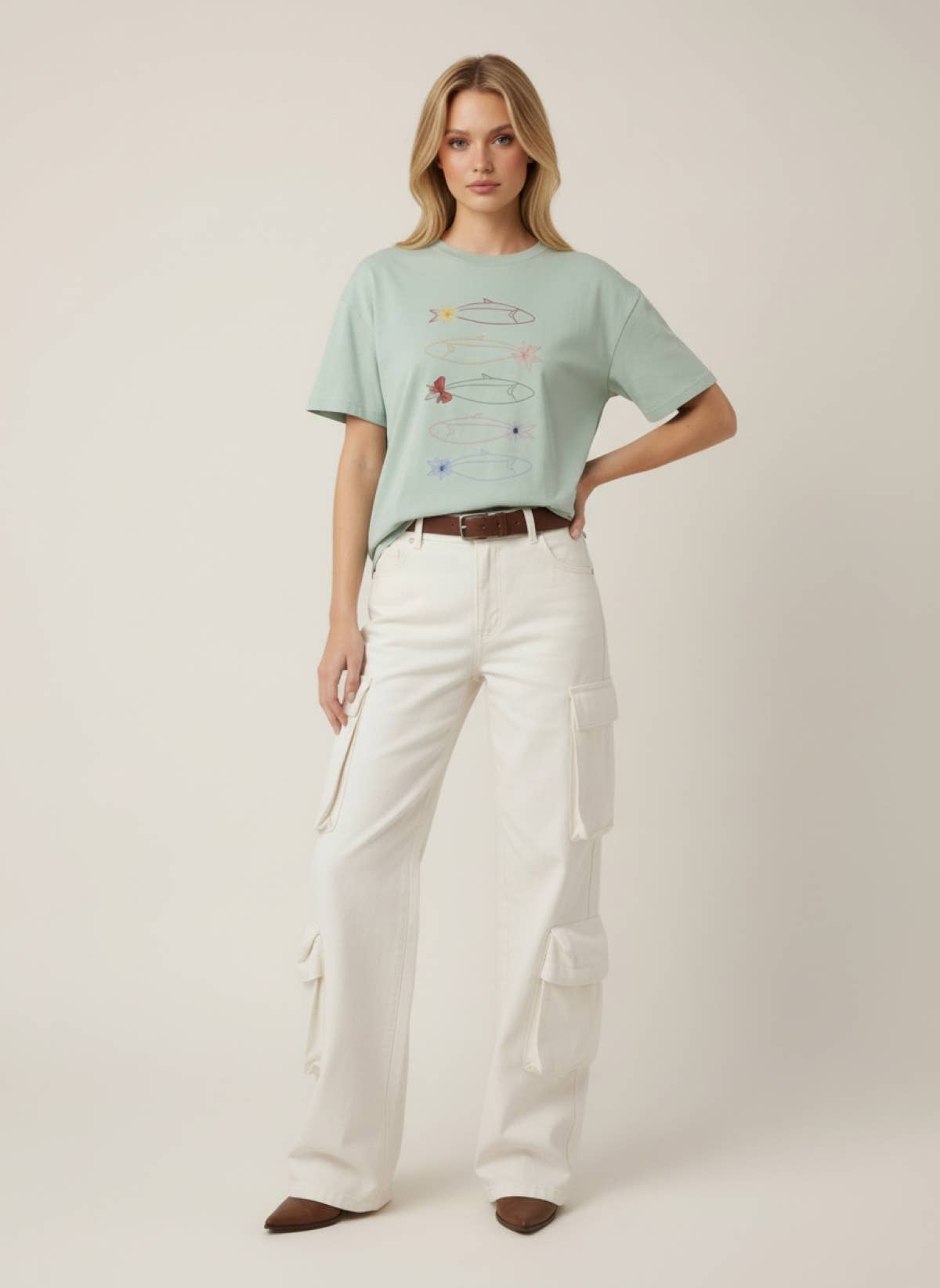 Bowtie Fish Line Art Graphic Tee