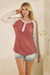 Thermal Knit Top with Eyelet & Leopard Sleeve Detail