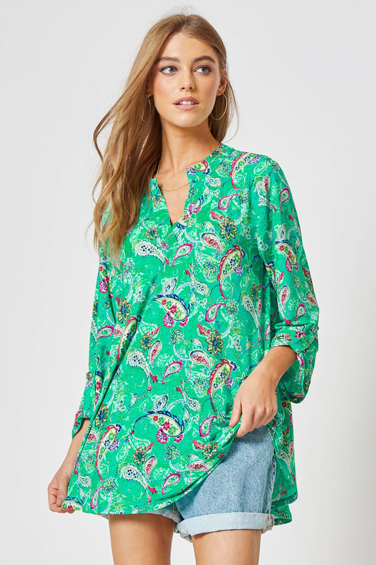 Paisley Emerald 3/4 Sleeve Top