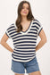 Stripe V-Neck Crochet Knit Sweater
