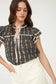 V-Neck Short Ruffle Layered Sleeve Woven Top