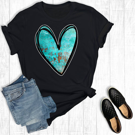 Turquoise Heart Graphic Tee